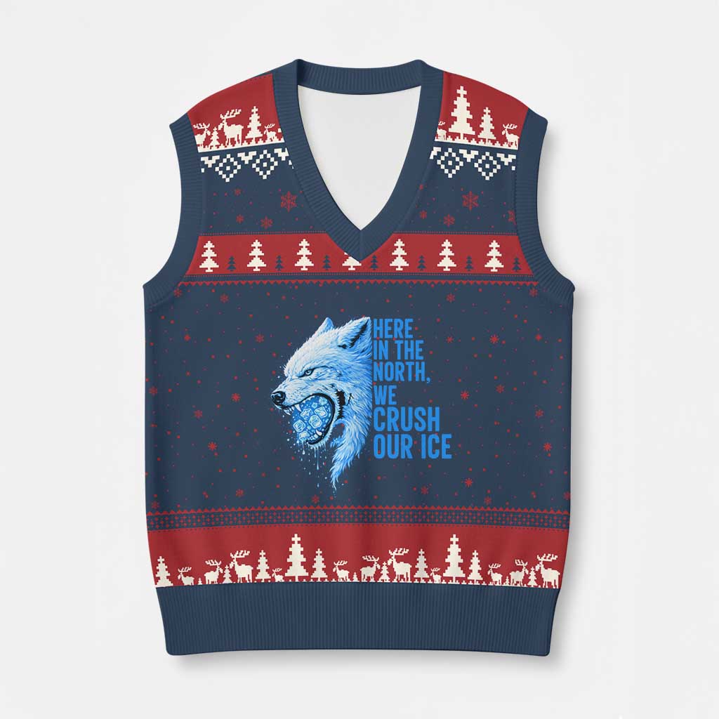 Crush Ice V-Neck Knit Sweater Vest Wolf Human Rights Protest