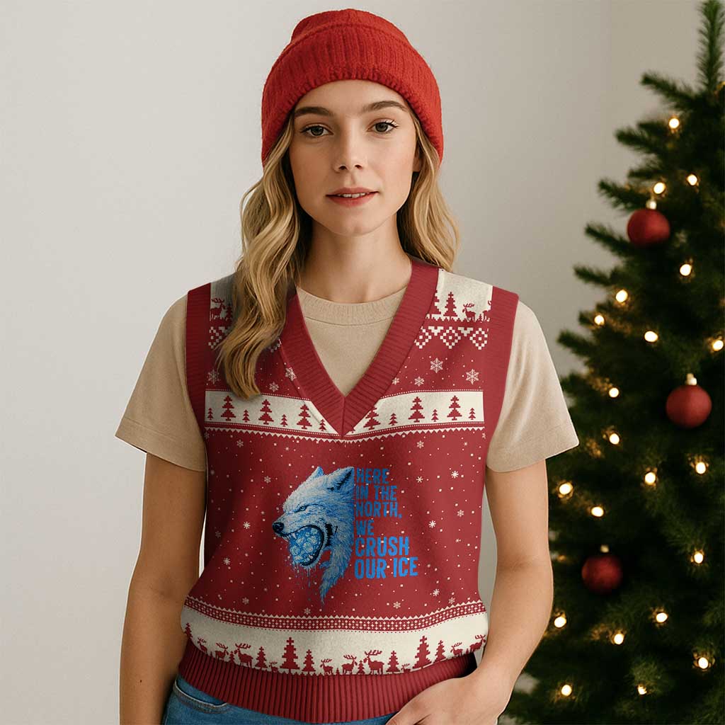 Crush Ice V-Neck Knit Sweater Vest Wolf Human Rights Protest