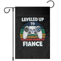 Leveled Up To Fiance Garden Flag Retro Newly Engaged Gifts For Him