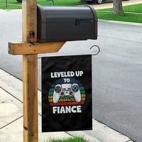 Leveled Up To Fiance Garden Flag Retro Newly Engaged Gifts For Him