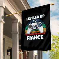Leveled Up To Fiance Garden Flag Retro Newly Engaged Gifts For Him