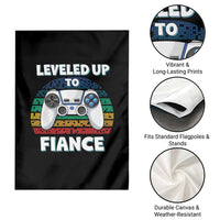 Leveled Up To Fiance Garden Flag Retro Newly Engaged Gifts For Him