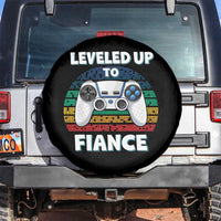 Leveled Up To Fiance Spare Tire Cover Retro Newly Engaged Gifts For Him