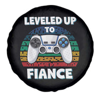 Leveled Up To Fiance Spare Tire Cover Retro Newly Engaged Gifts For Him