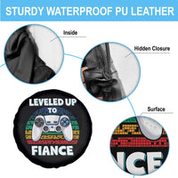 Leveled Up To Fiance Spare Tire Cover Retro Newly Engaged Gifts For Him