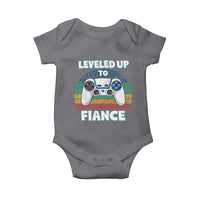 Leveled Up To Fiance Baby Onesie Retro Newly Engaged Gifts For Him