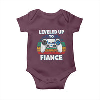 Leveled Up To Fiance Baby Onesie Retro Newly Engaged Gifts For Him