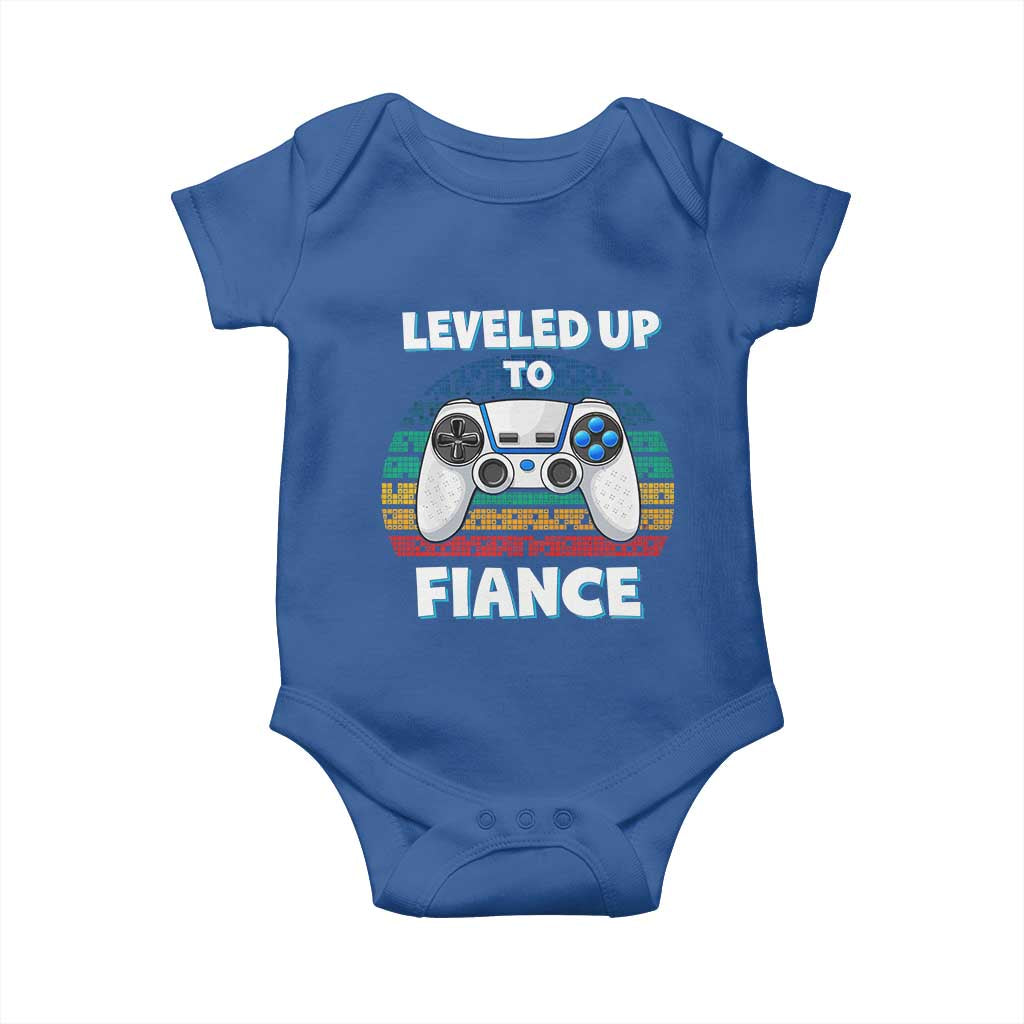 Leveled Up To Fiance Baby Onesie Retro Newly Engaged Gifts For Him