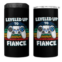 Leveled Up To Fiance 4 in 1 Can Cooler Tumbler Retro Newly Engaged Gifts For Him