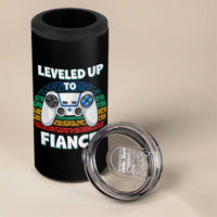 Leveled Up To Fiance 4 in 1 Can Cooler Tumbler Retro Newly Engaged Gifts For Him