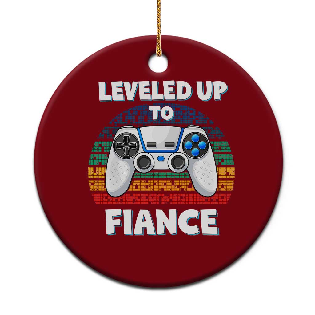 Leveled Up To Fiance Ceramic Ornament Retro Newly Engaged Gifts For Him