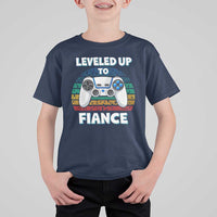 Leveled Up To Fiance T Shirt For Kid Retro Newly Engaged Gifts For Him