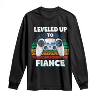 Leveled Up To Fiance Long Sleeve Shirt Retro Newly Engaged Gifts For Him