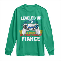 Leveled Up To Fiance Long Sleeve Shirt Retro Newly Engaged Gifts For Him
