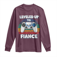 Leveled Up To Fiance Long Sleeve Shirt Retro Newly Engaged Gifts For Him