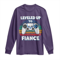 Leveled Up To Fiance Long Sleeve Shirt Retro Newly Engaged Gifts For Him