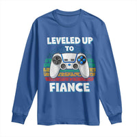 Leveled Up To Fiance Long Sleeve Shirt Retro Newly Engaged Gifts For Him