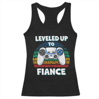Leveled Up To Fiance Racerback Tank Top Retro Newly Engaged Gifts For Him