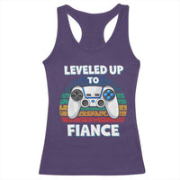 Leveled Up To Fiance Racerback Tank Top Retro Newly Engaged Gifts For Him