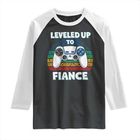 Leveled Up To Fiance Raglan Shirt Retro Newly Engaged Gifts For Him
