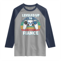 Leveled Up To Fiance Raglan Shirt Retro Newly Engaged Gifts For Him