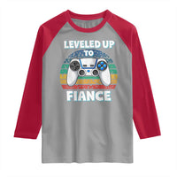 Leveled Up To Fiance Raglan Shirt Retro Newly Engaged Gifts For Him