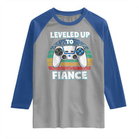 Leveled Up To Fiance Raglan Shirt Retro Newly Engaged Gifts For Him