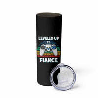 Leveled Up To Fiance Skinny Tumbler Retro Newly Engaged Gifts For Him
