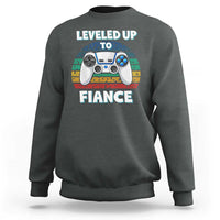 Leveled Up To Fiance Sweatshirt Retro Newly Engaged Gifts For Him