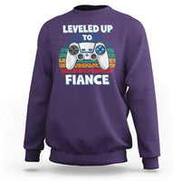 Leveled Up To Fiance Sweatshirt Retro Newly Engaged Gifts For Him