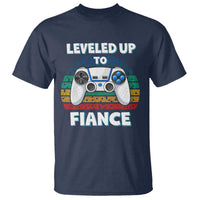 Leveled Up To Fiance T Shirt Retro Newly Engaged Gifts For Him