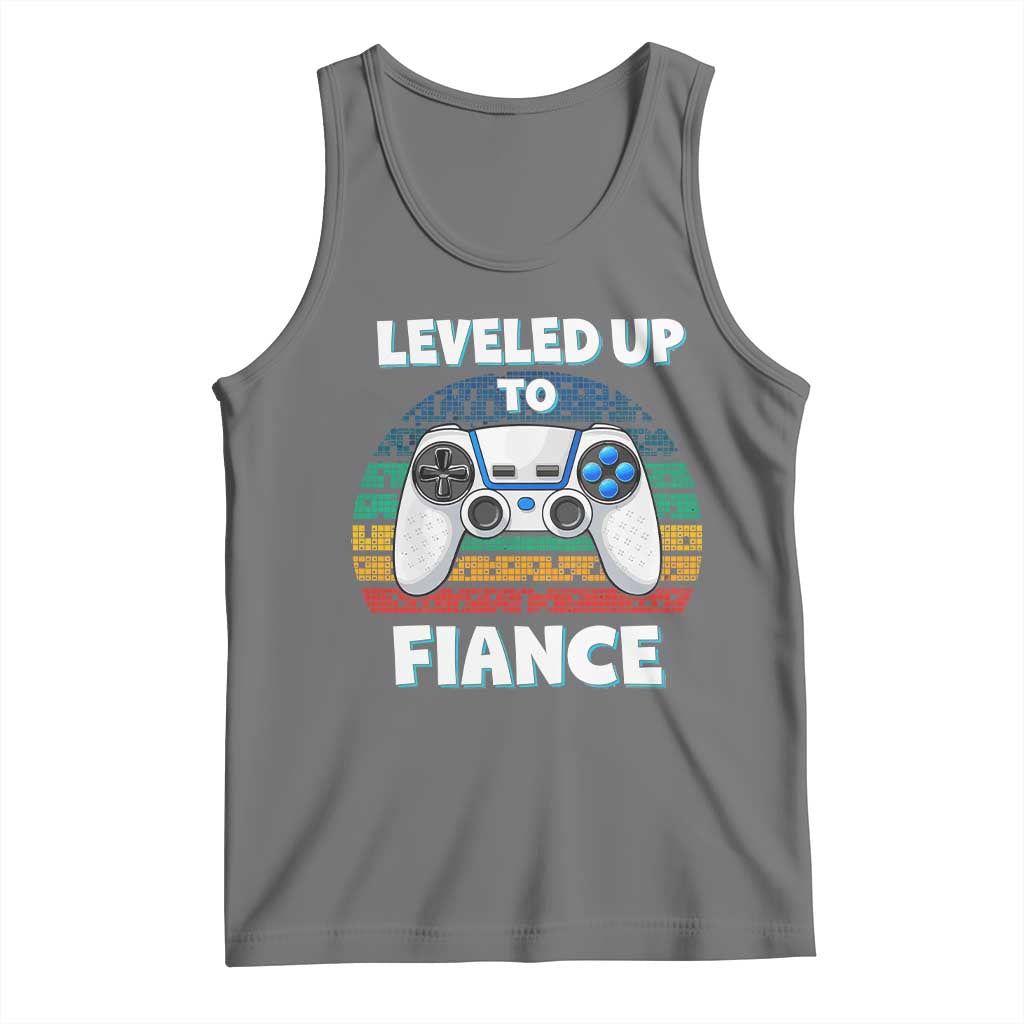 Leveled Up To Fiance Tank Top Retro Newly Engaged Gifts For Him