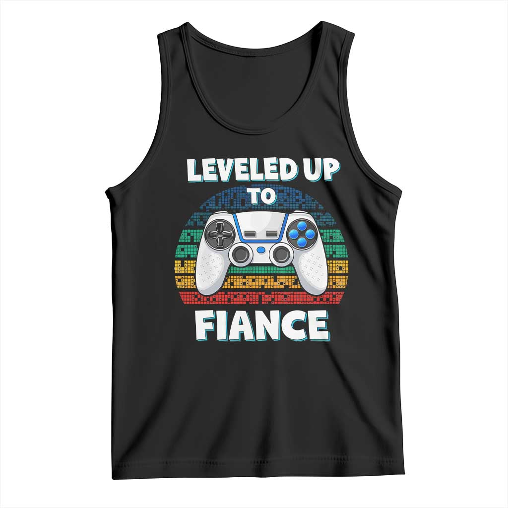 Leveled Up To Fiance Tank Top Retro Newly Engaged Gifts For Him
