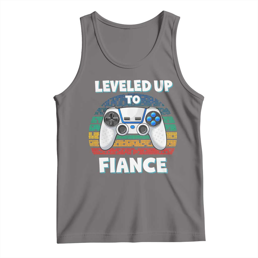 Leveled Up To Fiance Tank Top Retro Newly Engaged Gifts For Him