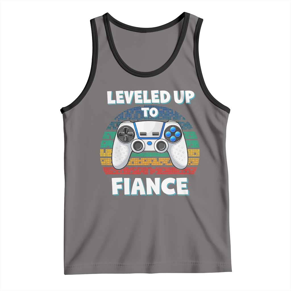 Leveled Up To Fiance Tank Top Retro Newly Engaged Gifts For Him