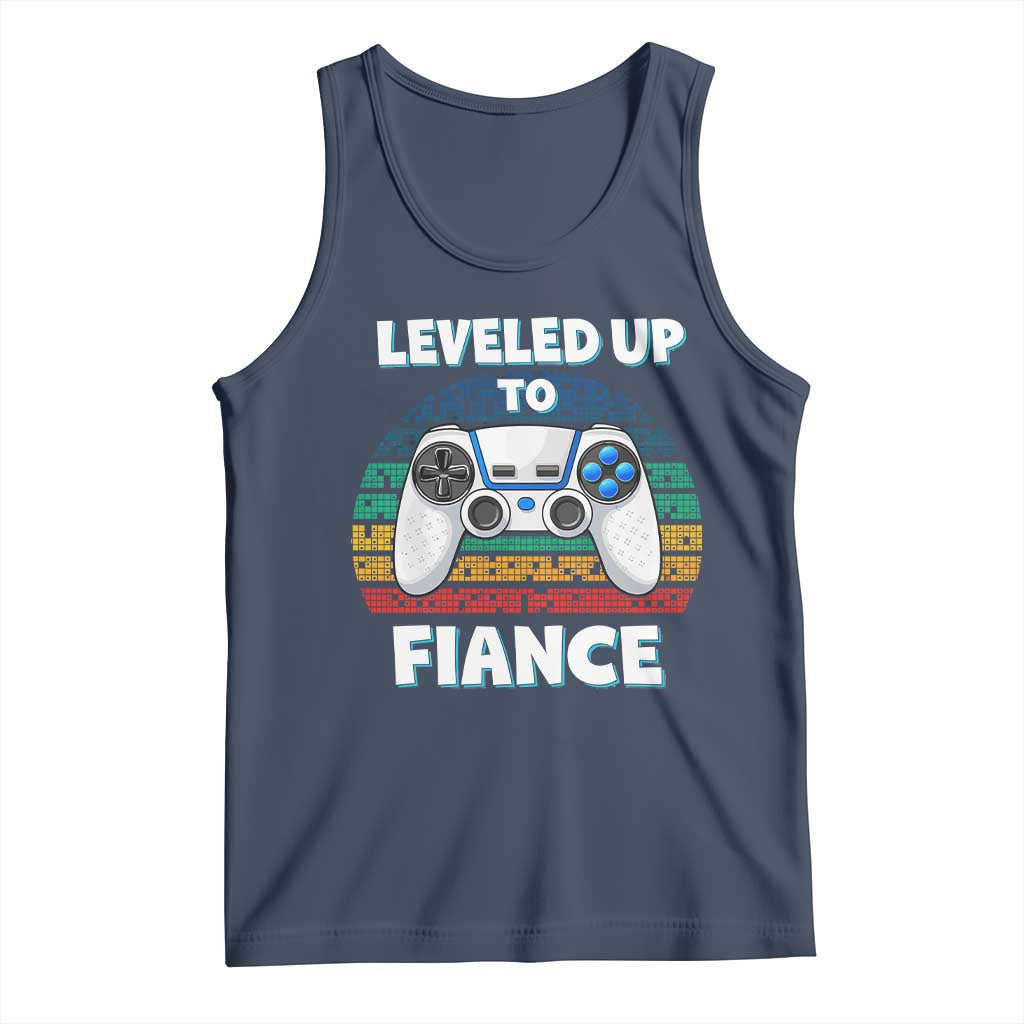 Leveled Up To Fiance Tank Top Retro Newly Engaged Gifts For Him