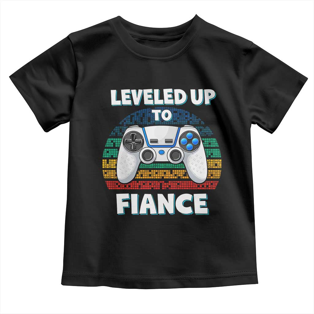 Leveled Up To Fiance Toddler T Shirt Retro Newly Engaged Gifts For Him