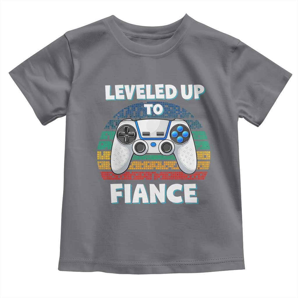 Leveled Up To Fiance Toddler T Shirt Retro Newly Engaged Gifts For Him