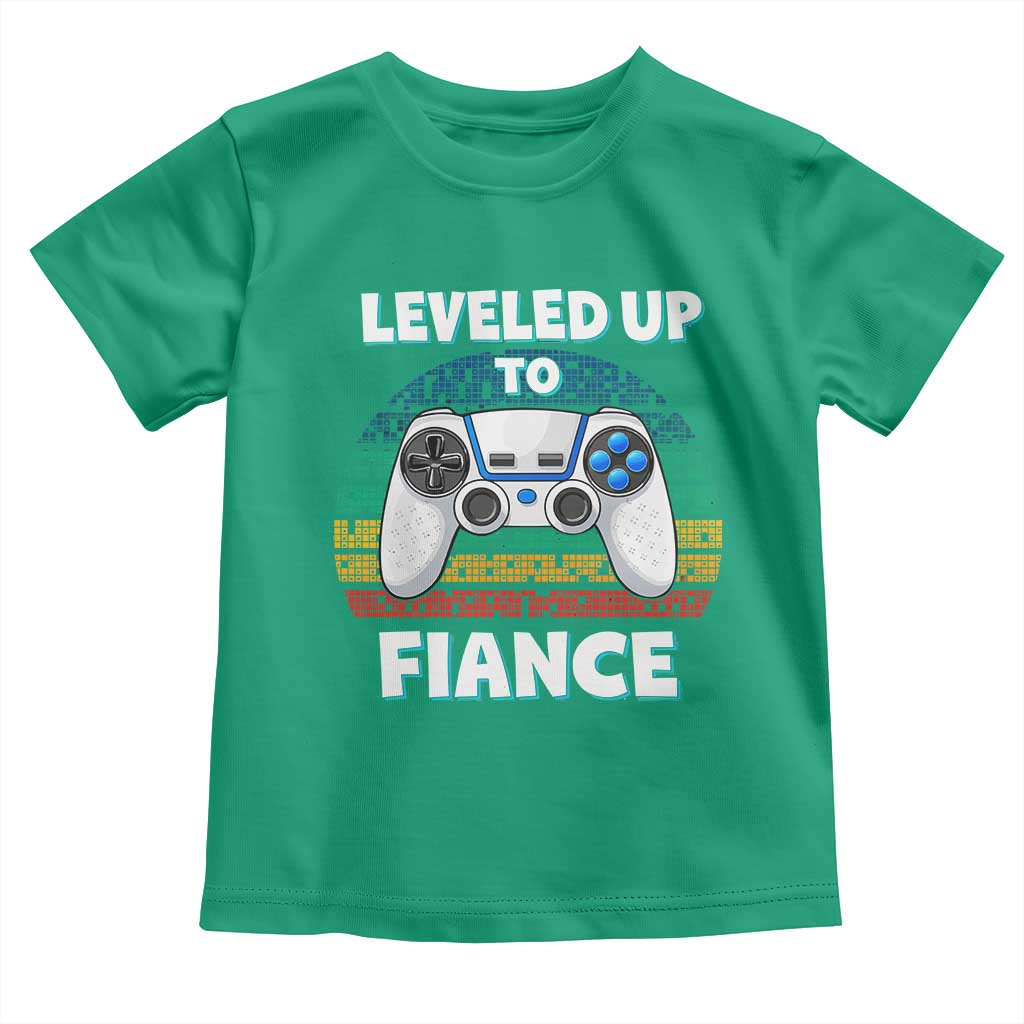 Leveled Up To Fiance Toddler T Shirt Retro Newly Engaged Gifts For Him