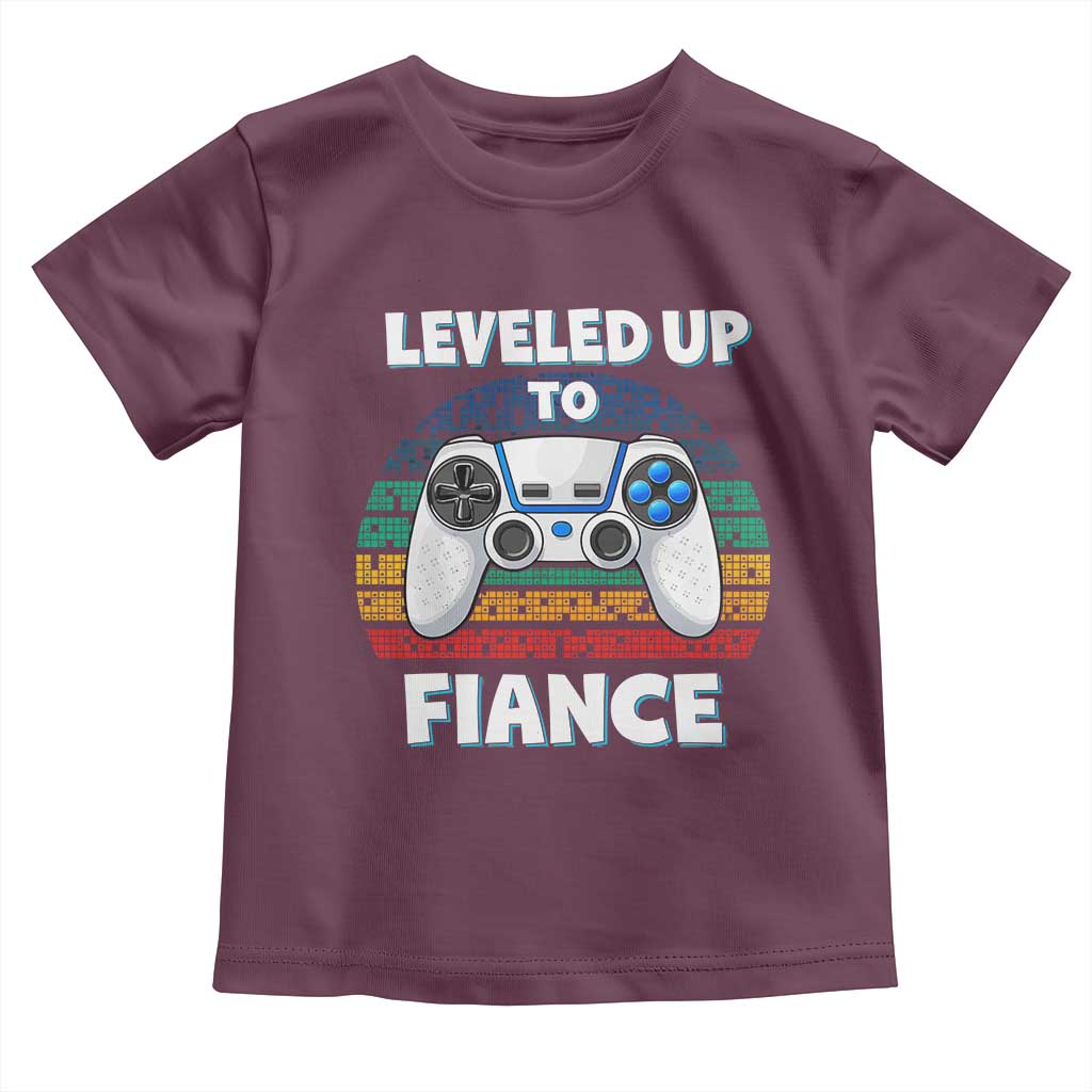 Leveled Up To Fiance Toddler T Shirt Retro Newly Engaged Gifts For Him