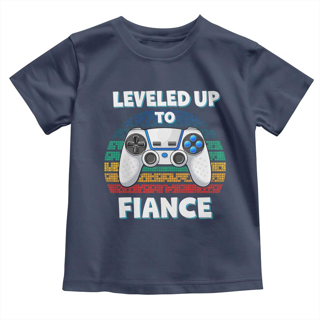 Leveled Up To Fiance Toddler T Shirt Retro Newly Engaged Gifts For Him