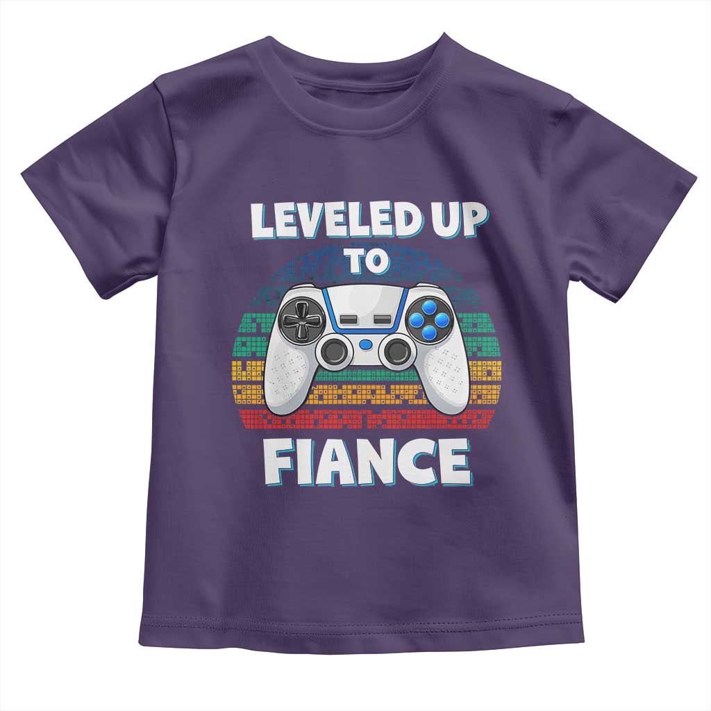 Leveled Up To Fiance Toddler T Shirt Retro Newly Engaged Gifts For Him