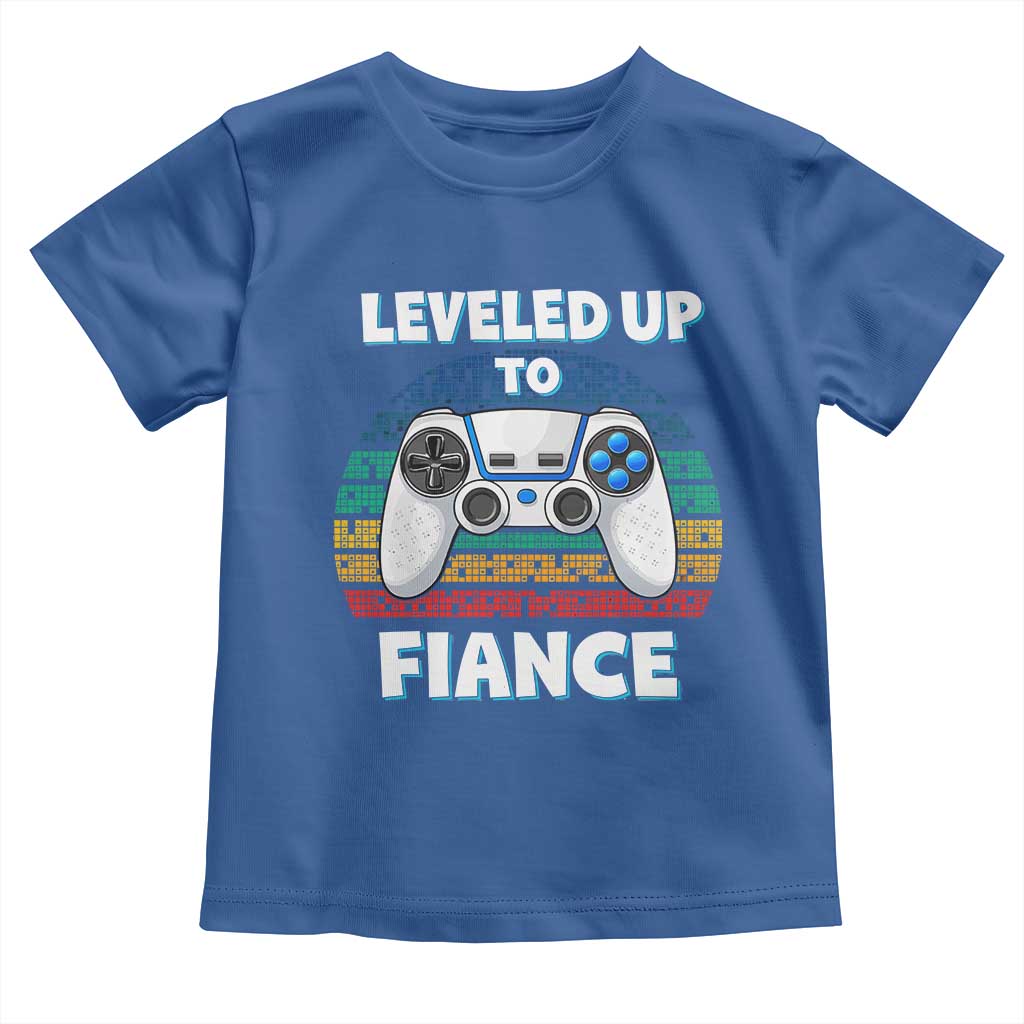 Leveled Up To Fiance Toddler T Shirt Retro Newly Engaged Gifts For Him