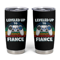 Leveled Up To Fiance Tumbler Cup Retro Newly Engaged Gifts For Him