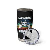 Leveled Up To Fiance Tumbler Cup Retro Newly Engaged Gifts For Him