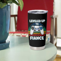 Leveled Up To Fiance Tumbler Cup Retro Newly Engaged Gifts For Him