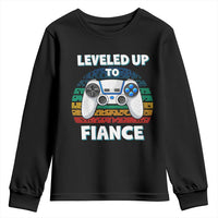 Leveled Up To Fiance Youth Sweatshirt Retro Newly Engaged Gifts For Him