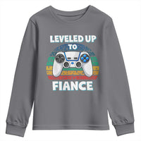 Leveled Up To Fiance Youth Sweatshirt Retro Newly Engaged Gifts For Him