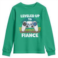 Leveled Up To Fiance Youth Sweatshirt Retro Newly Engaged Gifts For Him