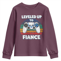 Leveled Up To Fiance Youth Sweatshirt Retro Newly Engaged Gifts For Him